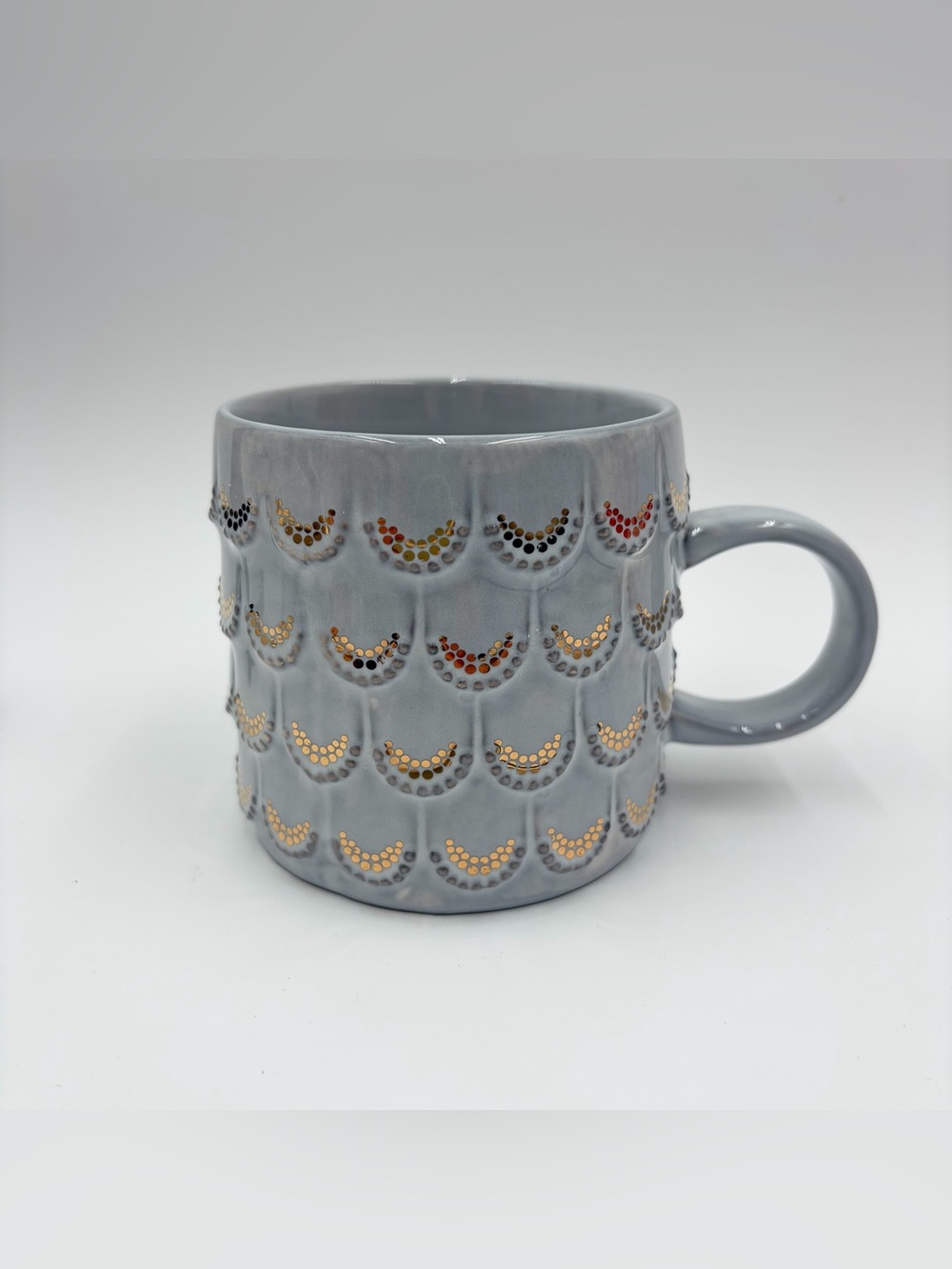 STARBUCKS 2016 Grey with Gold Mermaid Fish Scales 10 oz Coffee Mug Cup